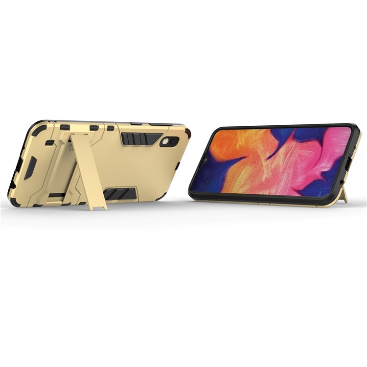 Cool Guard PC + TPU Hybrid Case with Kickstand for Samsung Galaxy A10 - Gold-4