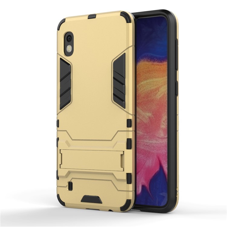 Cool Guard PC + TPU Hybrid Case with Kickstand for Samsung Galaxy A10 - Gold-5