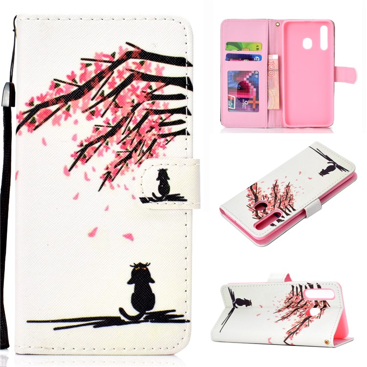 

Pattern Printing Leather Wallet Stand Case for Samsung Galaxy A30/A20 - Tree with Flowers, Galaxy A30