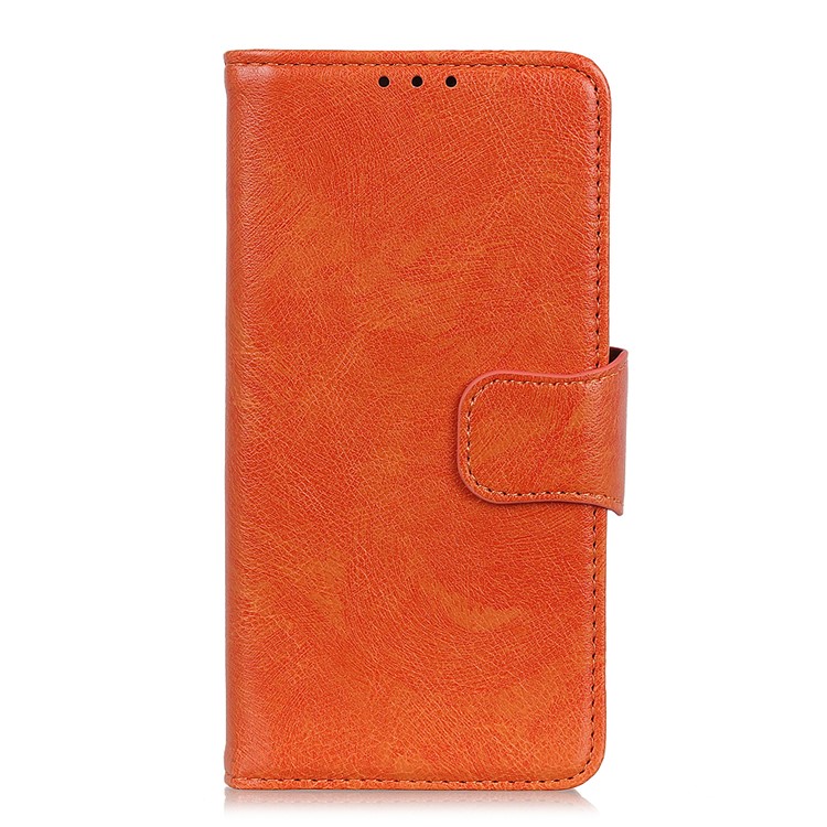 Nappa Textured Split Leather Wallet Magnetic Case for Samsung Galaxy A60 - Orange-4