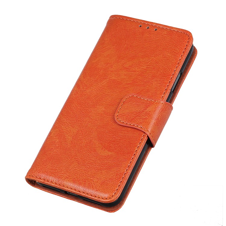 Nappa Textured Split Leather Wallet Magnetic Case for Samsung Galaxy A60 - Orange-6