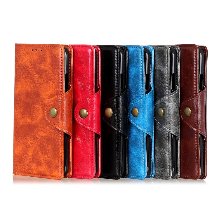 Textured PU Leather Wallet Stand Phone Case for Samsung Galaxy A60 - Orange-11