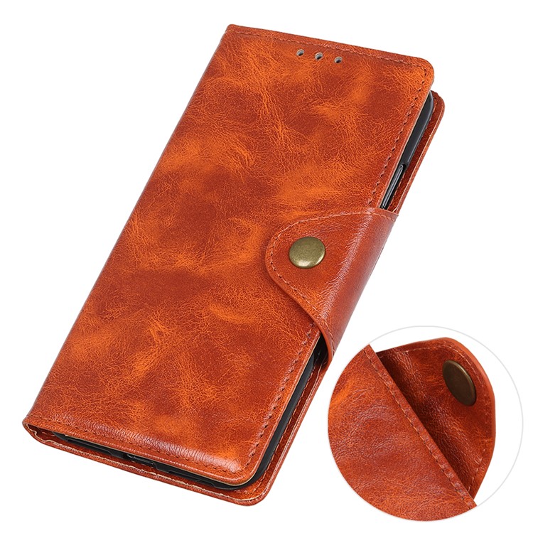 Textured PU Leather Wallet Stand Phone Case for Samsung Galaxy A60 - Orange-4