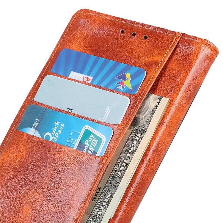 Textured PU Leather Wallet Stand Phone Case for Samsung Galaxy A60 - Orange-6