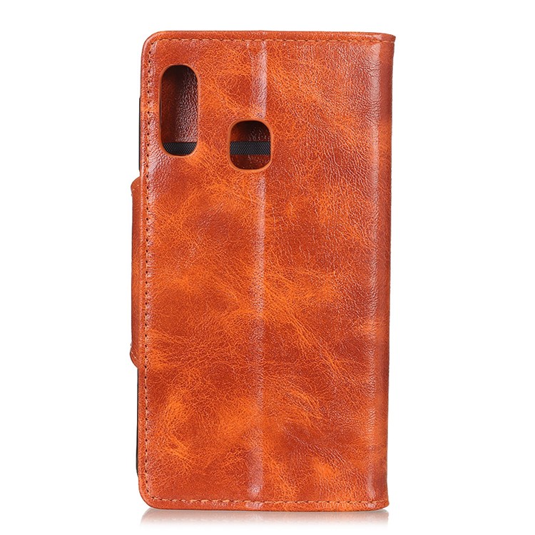 Textured PU Leather Wallet Stand Phone Case for Samsung Galaxy A60 - Orange-8