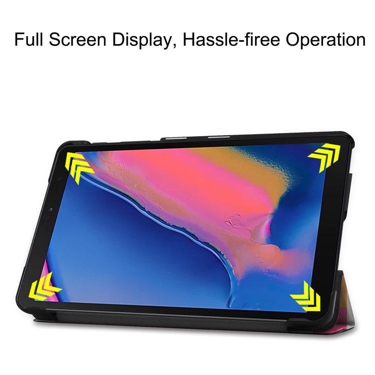 Patterned Tri-fold Stand Leather Smart Case for Samsung Galaxy Tab A 8.0 (2019) with S Pen P200 P205 - Colorful Check-4