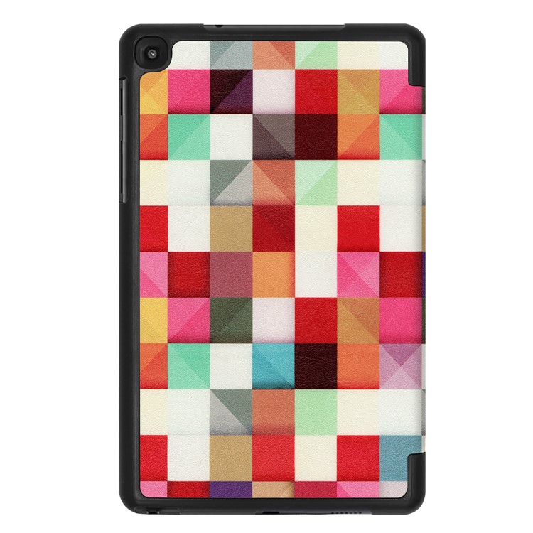 Patterned Tri-fold Stand Leather Smart Case for Samsung Galaxy Tab A 8.0 (2019) with S Pen P200 P205 - Colorful Check-7