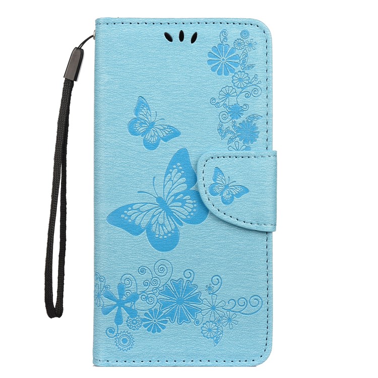 

Imprint Butterfly Flowers Leather Stand Wallet Folio Case for Samsung Galaxy M30 / A40s - Blue, Galaxy M30