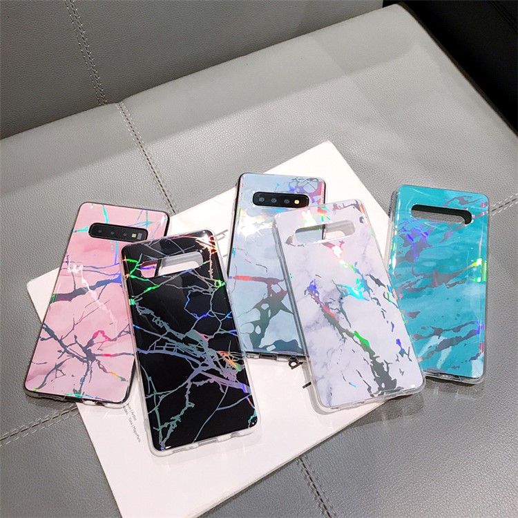 Laser Carving Marble Texture IMD TPU Mobile Case for Samsung Galaxy S10 Plus - Black-2