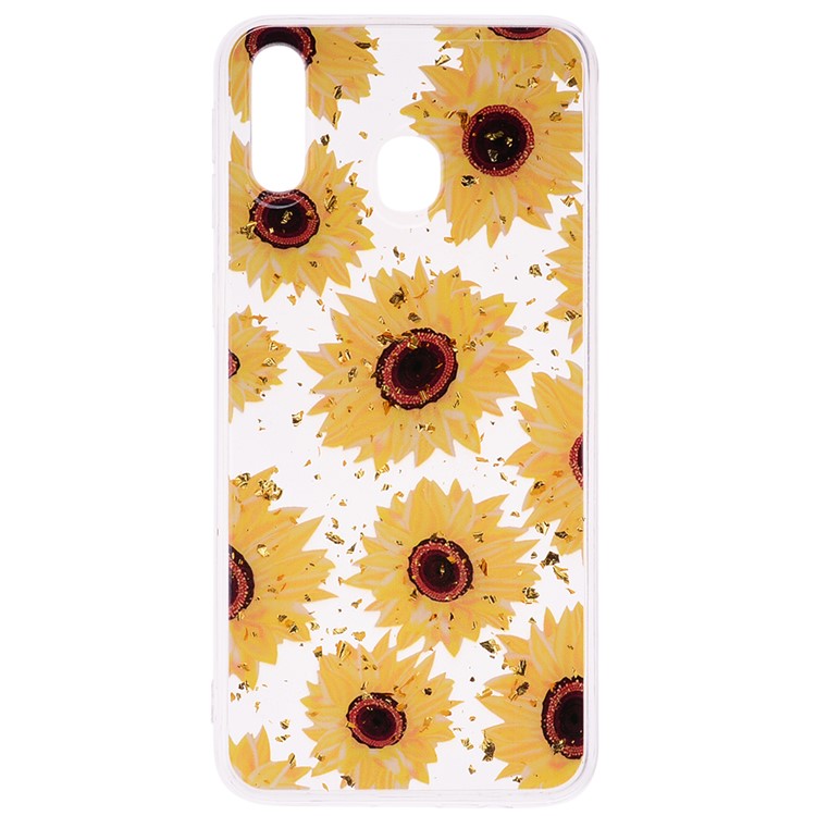 Glitter Sequins Inlaid Patterned TPU Phone Cover for Samsung Galaxy M30 - Sunflowers-2