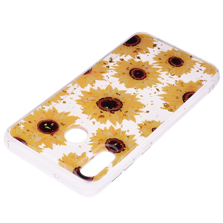 Glitter Sequins Inlaid Patterned TPU Phone Cover for Samsung Galaxy M30 - Sunflowers-4