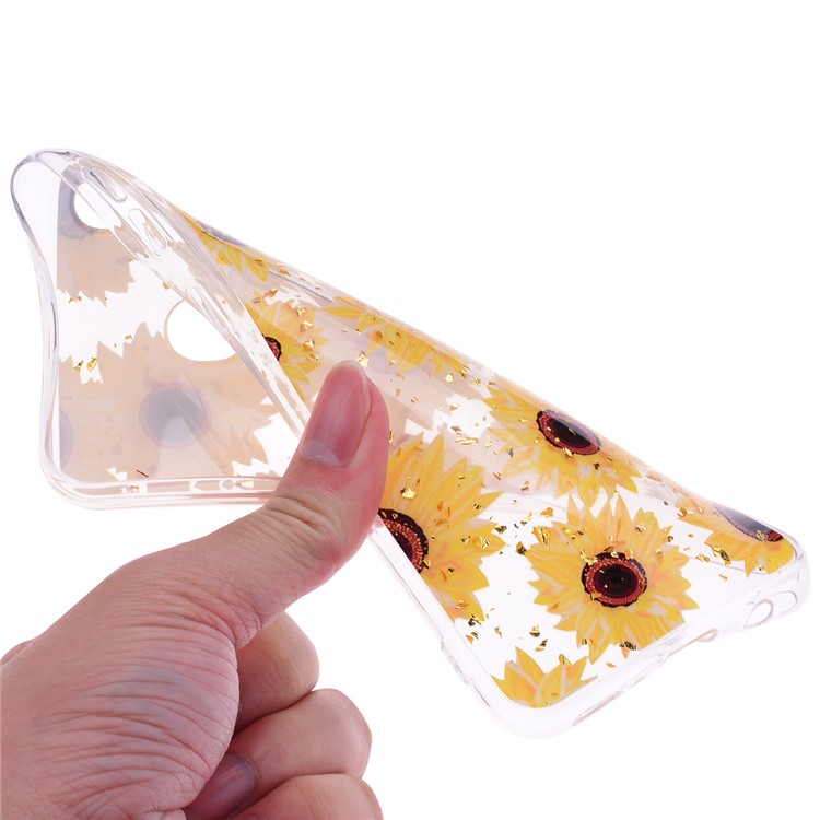 Glitter Sequins Inlaid Patterned TPU Phone Cover for Samsung Galaxy M30 - Sunflowers-5