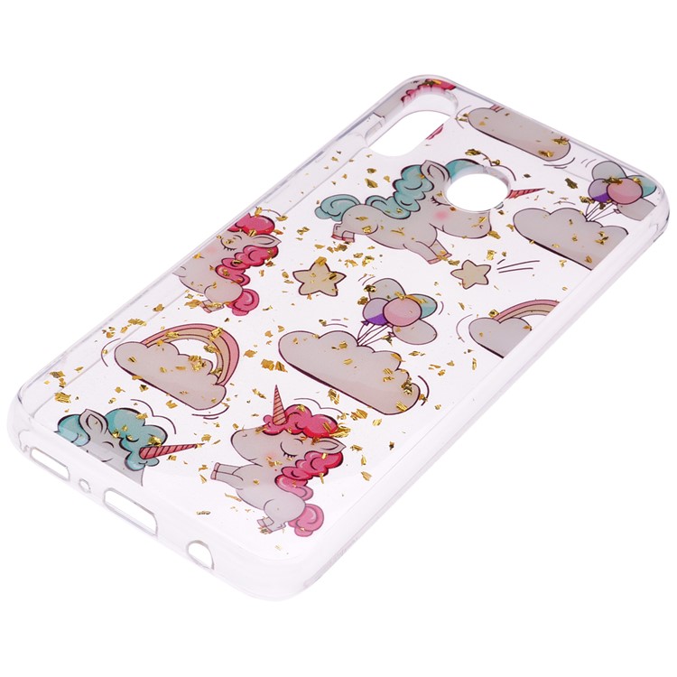 Glitter Sequins Inlaid Patterned TPU Phone Cover for Samsung Galaxy M30 - Unicorns-3