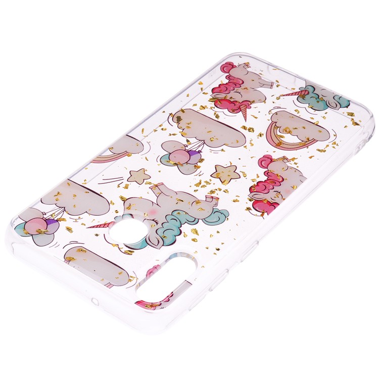 Glitter Sequins Inlaid Patterned TPU Phone Cover for Samsung Galaxy M30 - Unicorns-4