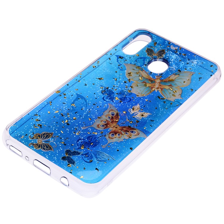 Glitter Sequins Inlaid Patterned TPU Phone Cover for Samsung Galaxy M30 - Butterflies-3