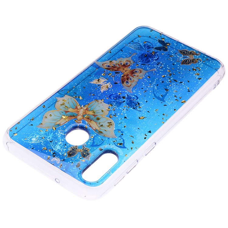 Glitter Sequins Inlaid Patterned TPU Phone Cover for Samsung Galaxy M30 - Butterflies-4