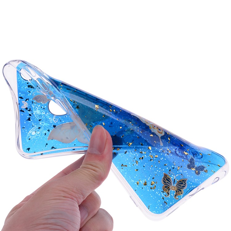 Glitter Sequins Inlaid Patterned TPU Phone Cover for Samsung Galaxy M30 - Butterflies-5