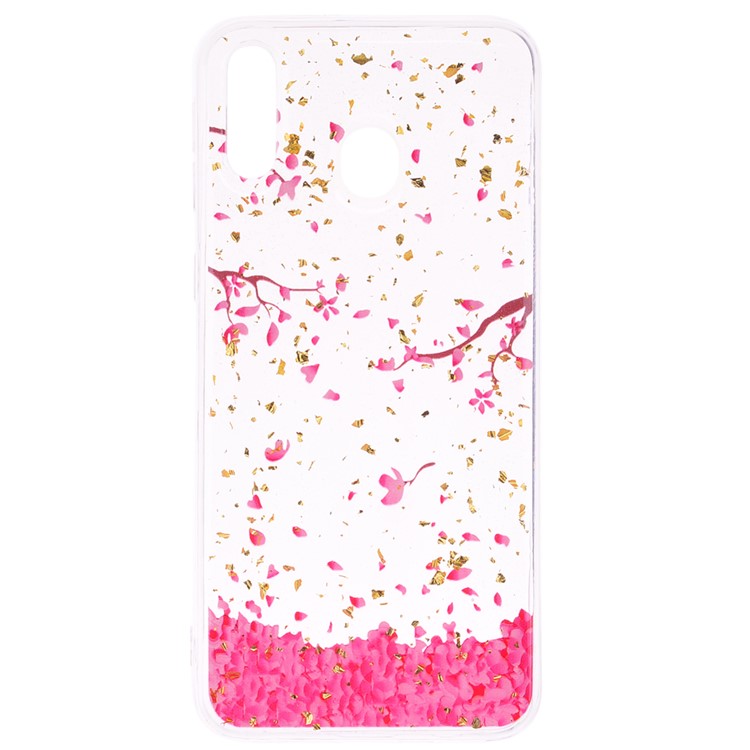 Glitter Sequins Inlaid Patterned TPU Phone Cover for Samsung Galaxy M30 - Falling Flowers-2