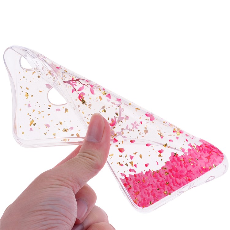 Glitter Sequins Inlaid Patterned TPU Phone Cover for Samsung Galaxy M30 - Falling Flowers-5