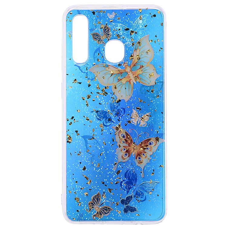 Glitter Sequins Inlaid Patterned TPU Phone Cover for Samsung Galaxy A30 / A20 - Butterflies-2
