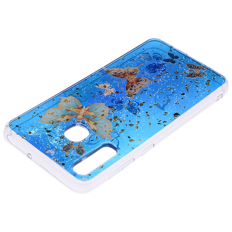 Glitter Sequins Inlaid Patterned TPU Phone Cover for Samsung Galaxy A30 / A20 - Butterflies-4