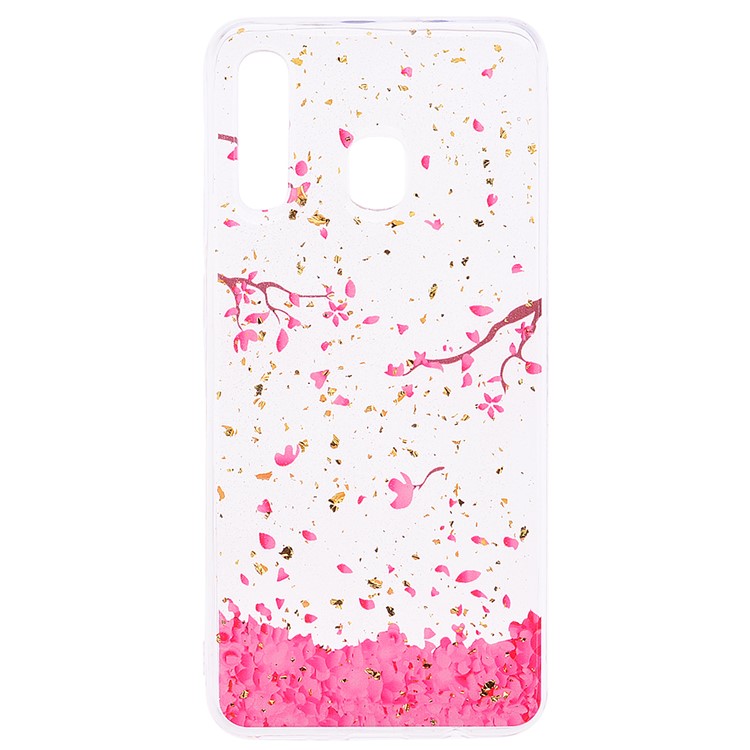 Glitter Sequins Inlaid Patterned TPU Phone Cover for Samsung Galaxy A30 / A20 - Falling Flowers-2