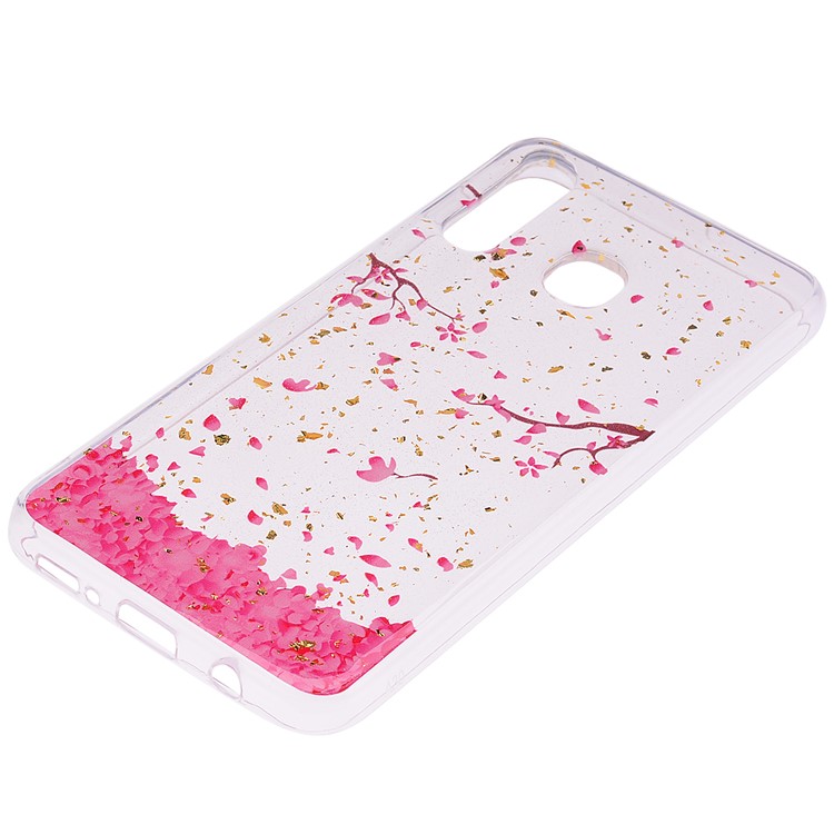 Glitter Sequins Inlaid Patterned TPU Phone Cover for Samsung Galaxy A30 / A20 - Falling Flowers-3