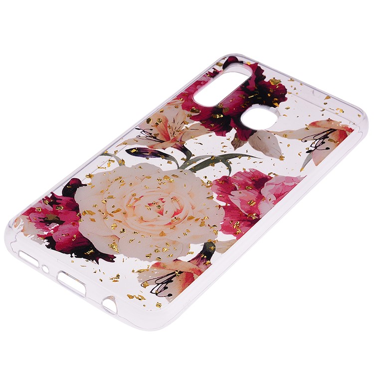 Glitter Sequins Inlaid Patterned TPU Phone Cover for Samsung Galaxy A30 / A20 - Pretty Flowers-3