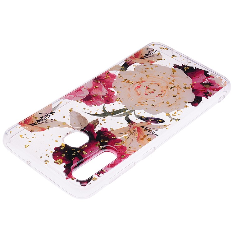 Glitter Sequins Inlaid Patterned TPU Phone Cover for Samsung Galaxy A30 / A20 - Pretty Flowers-4
