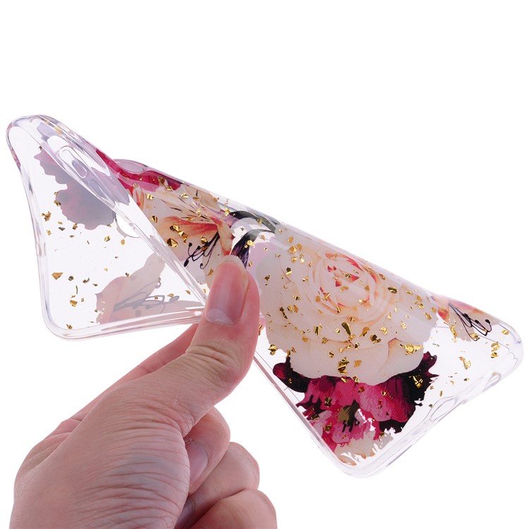 Glitter Sequins Inlaid Patterned TPU Phone Cover for Samsung Galaxy A30 / A20 - Pretty Flowers-5