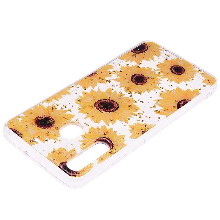 Glitter Sequins Inlaid Patterned TPU Phone Cover for Samsung Galaxy A30 / A20 - Sunflowers-4