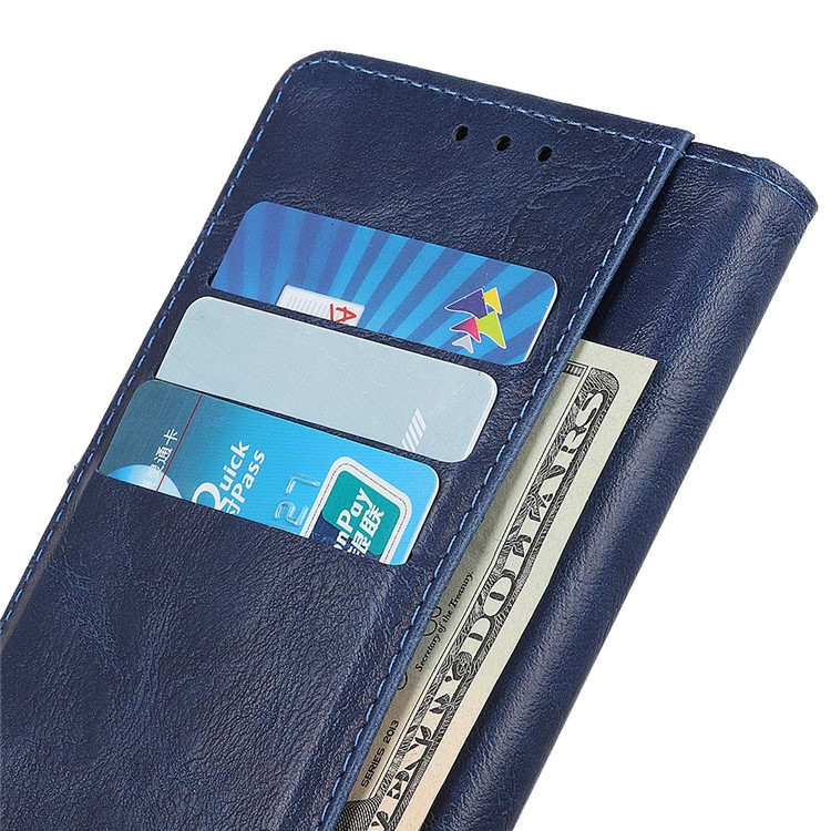 S Shape Crazy Horse Wallet Leather Stand Cover for Samsung Galaxy A2 Core - Blue-10