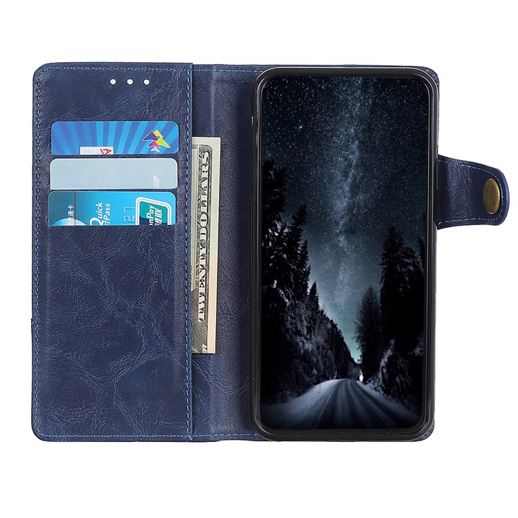 S Shape Crazy Horse Wallet Leather Stand Cover for Samsung Galaxy A2 Core - Blue-12