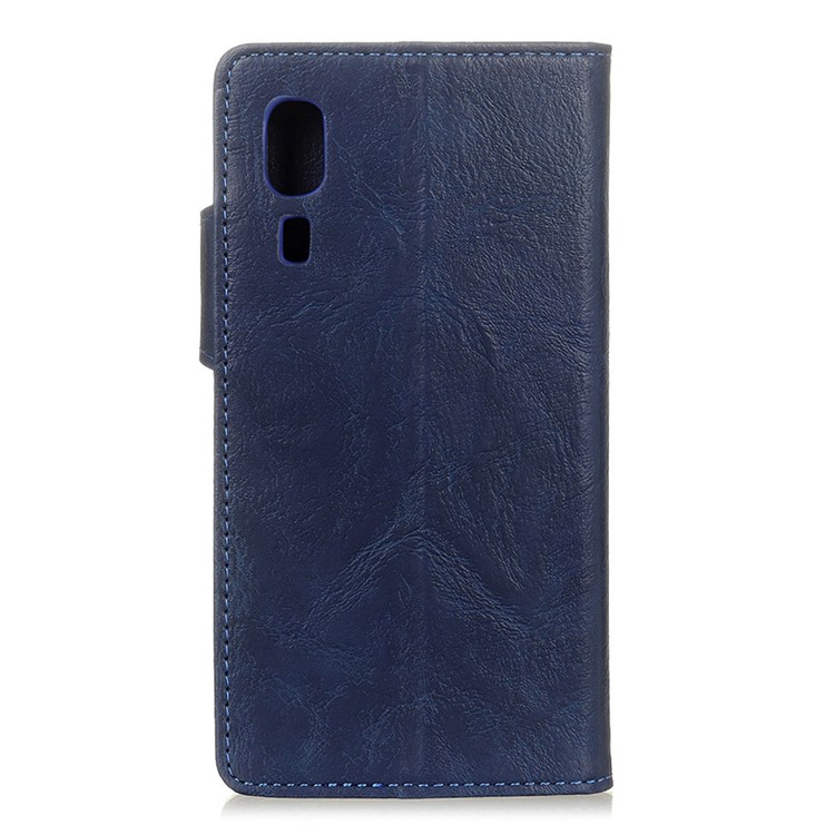 S Shape Crazy Horse Wallet Leather Stand Cover for Samsung Galaxy A2 Core - Blue-3