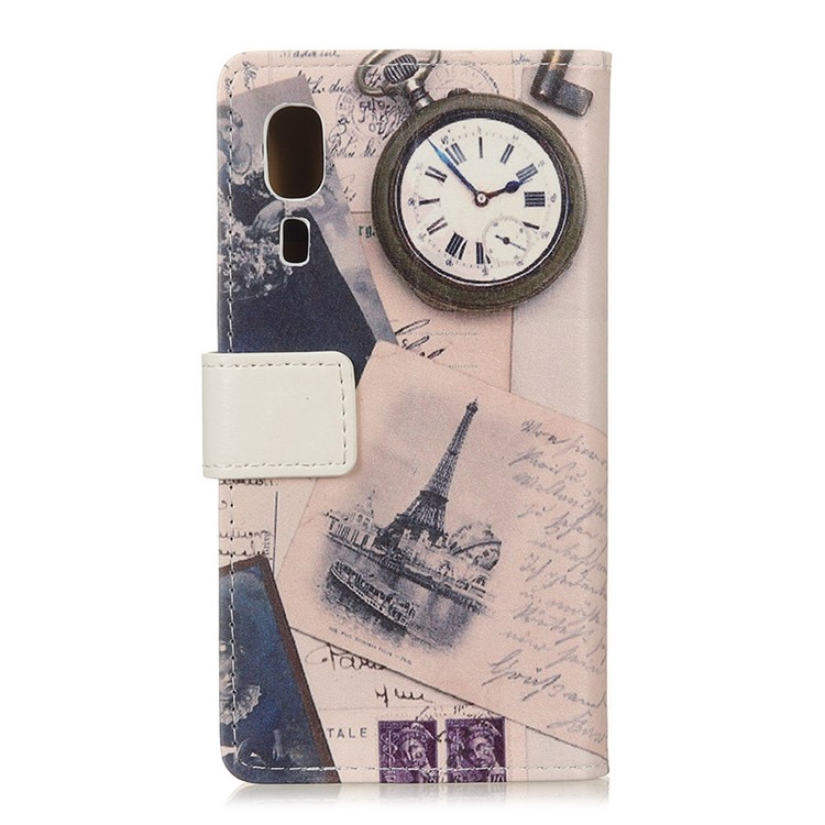 Pattern Printing Leather Wallet Case for Samsung Galaxy A2 Core - Eiffel Tower and Characters-4