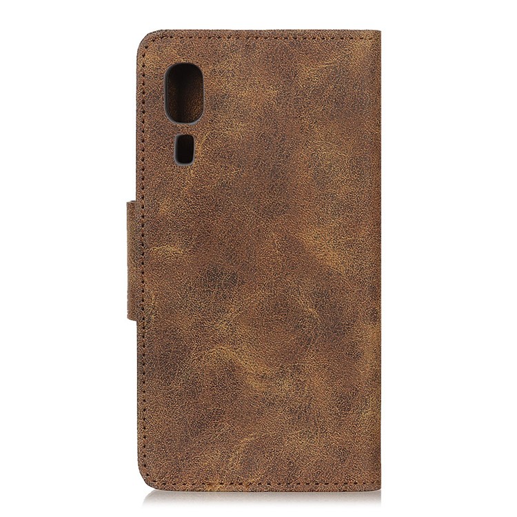 Vintage Style Leather Wallet Case for Samsung Galaxy A2 Core - Coffee-10