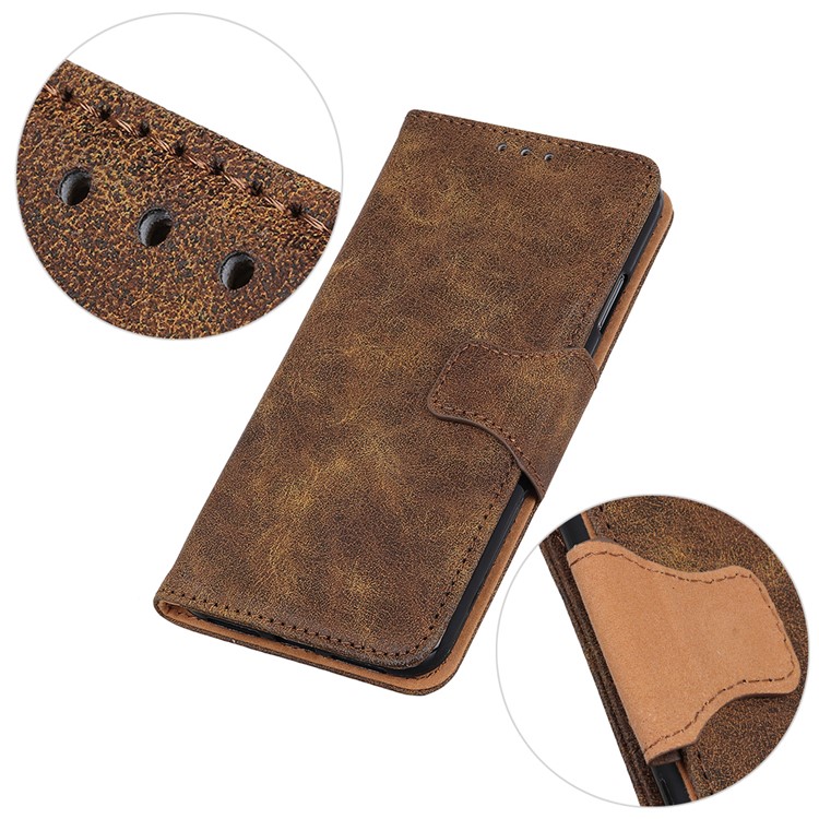 Vintage Style Leather Wallet Case for Samsung Galaxy A2 Core - Coffee-5