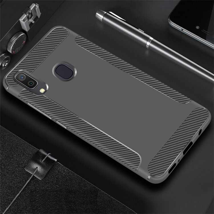 Carbon Fiber Texture Matte TPU Phone Case for Samsung Galaxy A20/A30 - Grey-2