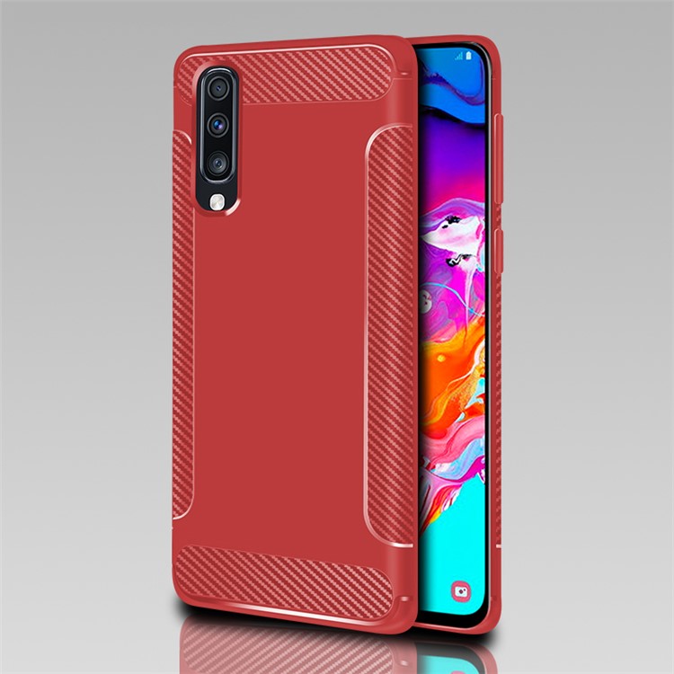 

Матовый ТПУ Чехол Из Углеродного Волокна Для Samsung Galaxy A70 - Красный, Galaxy A70