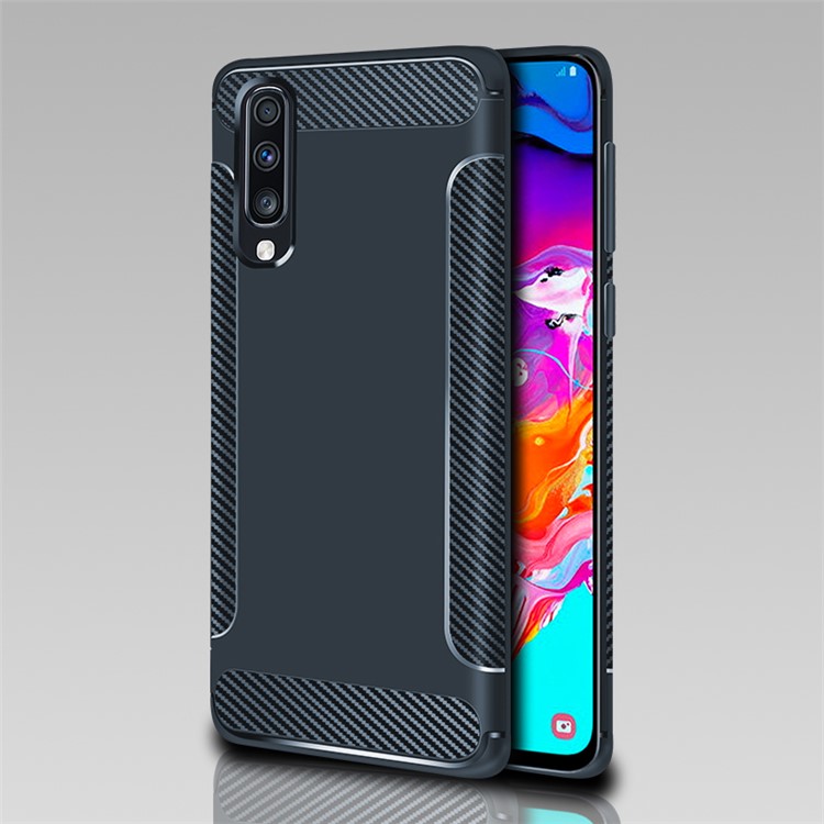 

Carbon Fiber Texture Matte TPU Case for Samsung Galaxy A70 - Dark Blue, Galaxy A70