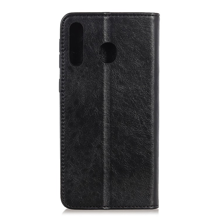 Auto-absorbed Crazy Horse Leather Wallet Stand Case for Samsung Galaxy A20/A30 - Black-2