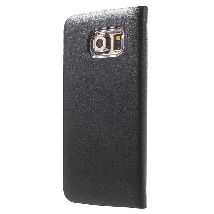 Litchi Кожаный Чехол Для Кожи Для Галактики Samsung S6 Край G925 - Черный-2