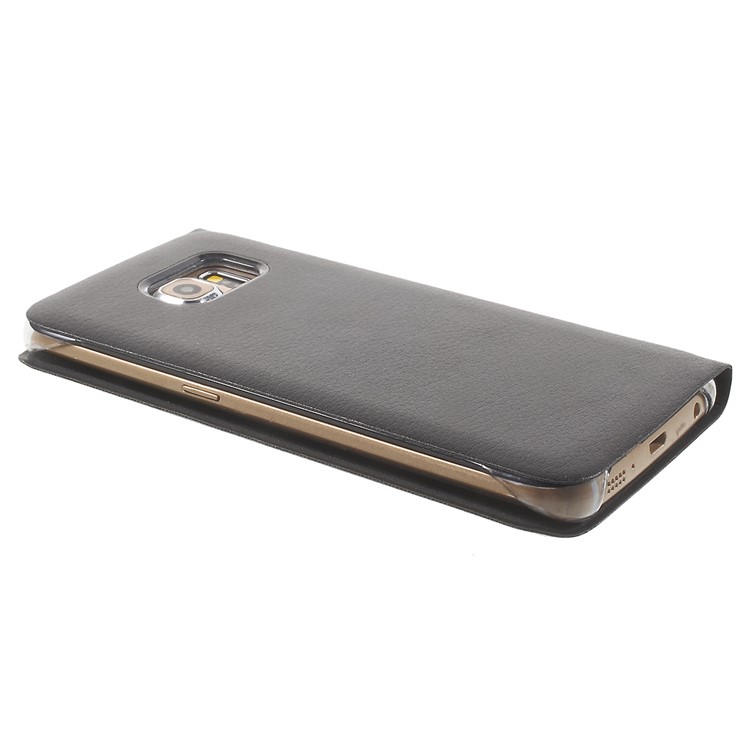 Litchi Кожаный Чехол Для Кожи Для Галактики Samsung S6 Край G925 - Черный-3