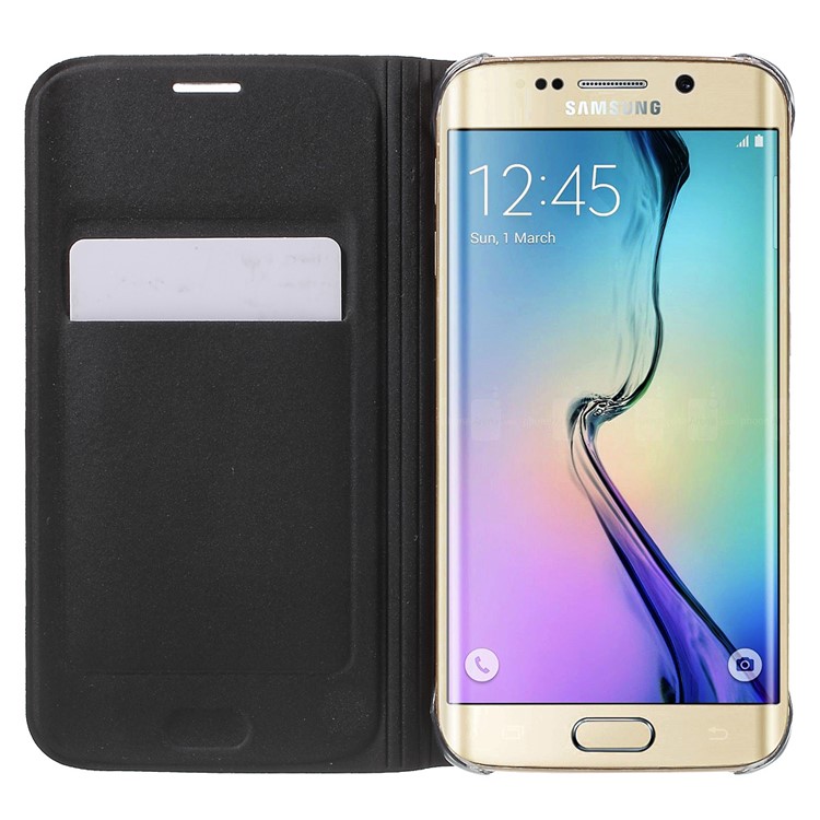 Litchi Кожаный Чехол Для Кожи Для Галактики Samsung S6 Край G925 - Черный-4