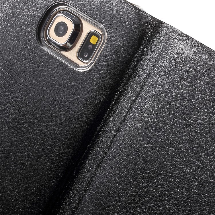 Litchi Кожаный Чехол Для Кожи Для Галактики Samsung S6 Край G925 - Черный-6