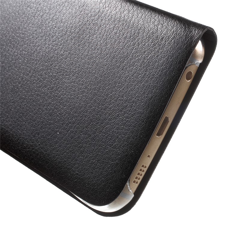 Litchi Кожаный Чехол Для Кожи Для Галактики Samsung S6 Край G925 - Черный-8