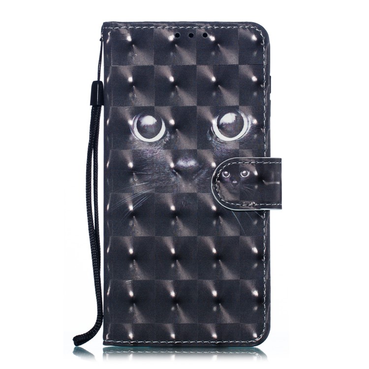 Light Spot Decor 3D Patterned Leather Mobile Case for Samsung Galaxy M10 - Black Cat-2