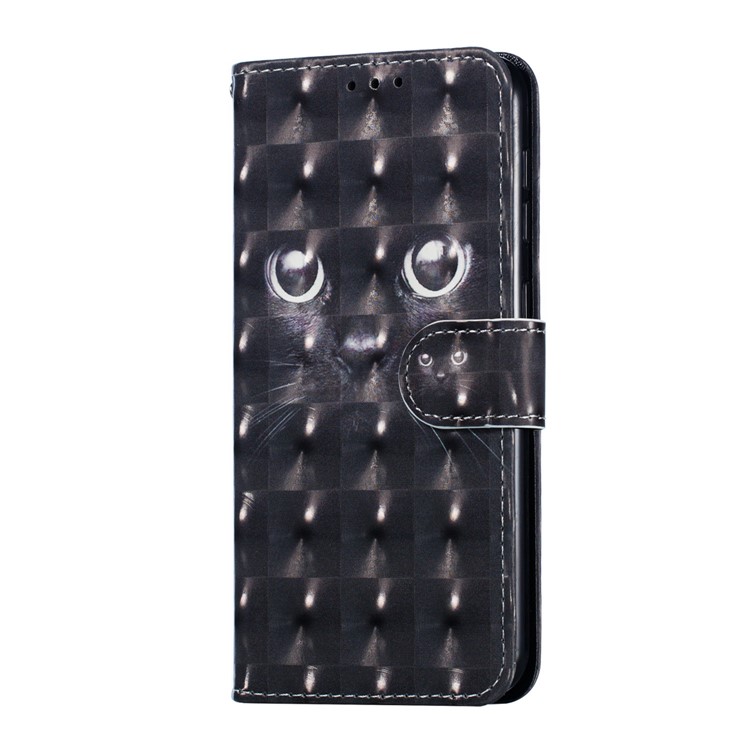 Light Spot Decor 3D Patterned Leather Mobile Case for Samsung Galaxy M10 - Black Cat-4