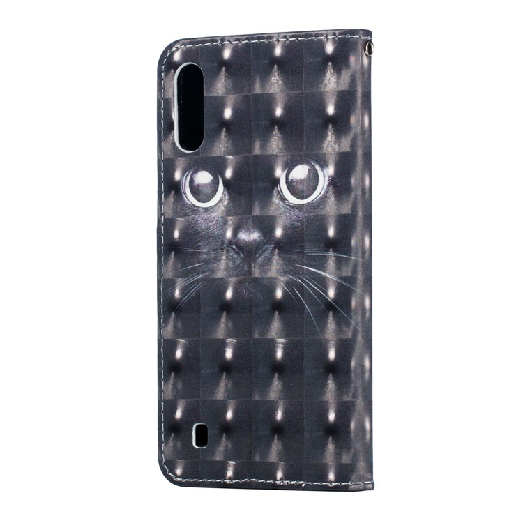 Light Spot Decor 3D Patterned Leather Mobile Case for Samsung Galaxy M10 - Black Cat-5