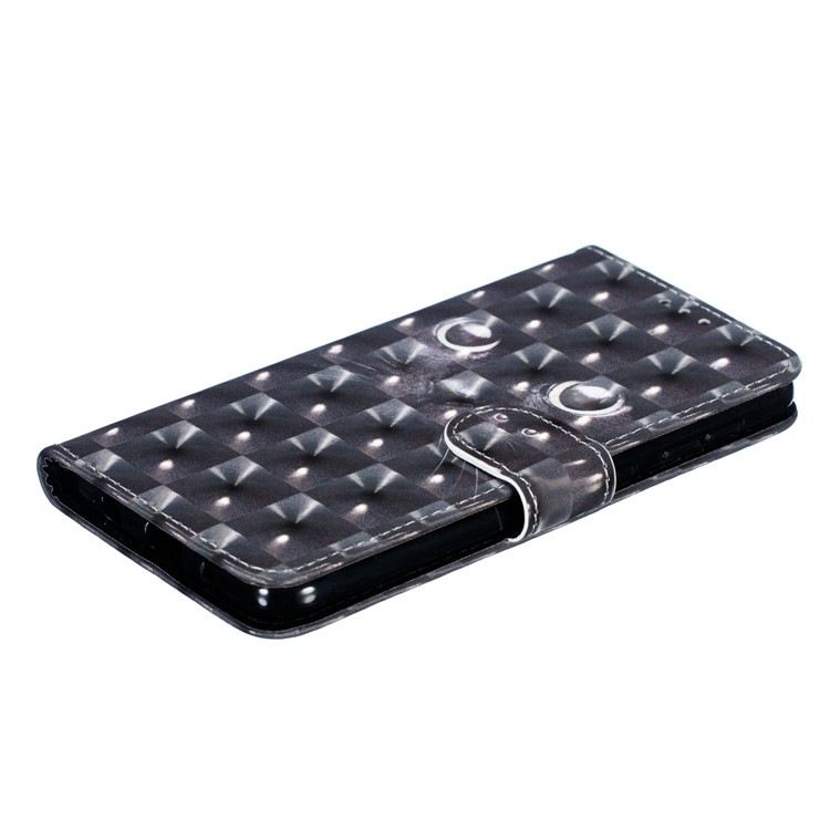 Light Spot Decor 3D Patterned Leather Mobile Case for Samsung Galaxy M10 - Black Cat-7